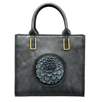 Designer Vintage Embossed Handbag Leather Shoulder Tote Bag Luxury Genuine Leather Handbags for Women