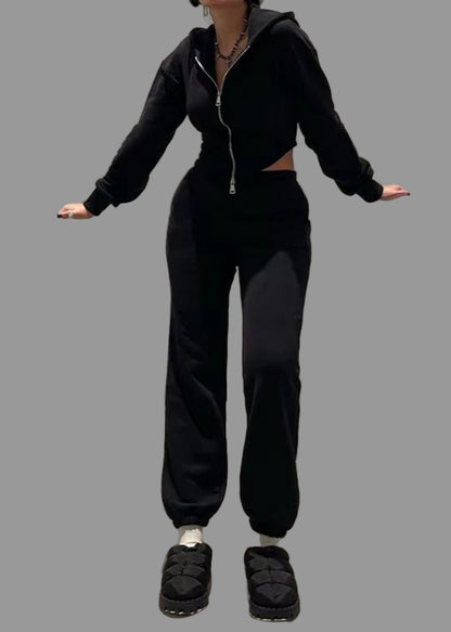 OUDINA Wholesale 2023 Casual 2 Piece Hoodie Set Women New Arrival Zipper Top Slim Pants Suit for Women