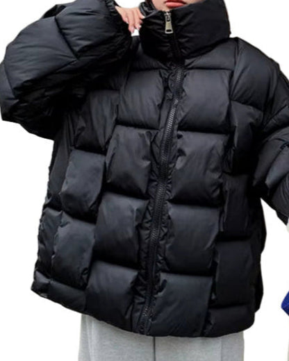 OUDINA Womens Winter and Autumn Coat Loose Horn Sleeves Cropped Warm Thick Cotton Coats for Women