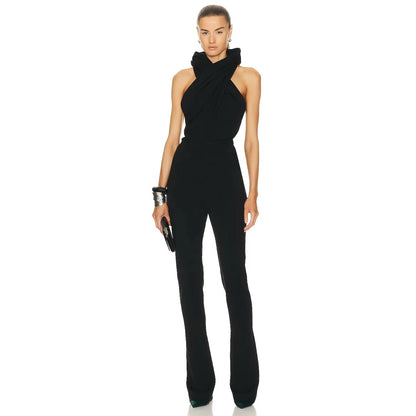 Black Backless Hoodie  Jumpsuit 