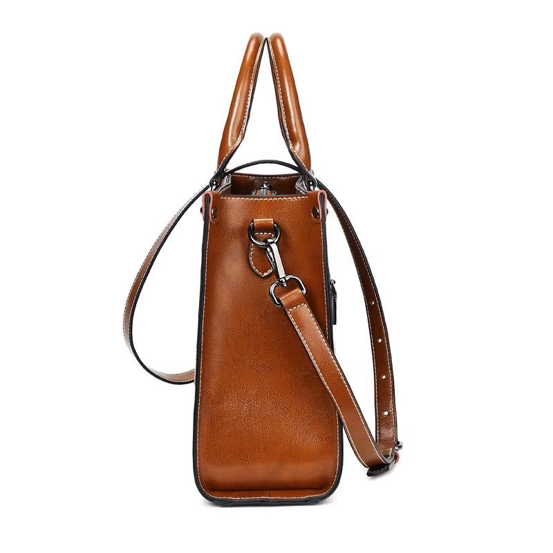 Westal High Quality Oil Wax Leather Handbags Vintage Women Laptop Bag Shoulder Messenger Bag Handbag Crossbody Bag