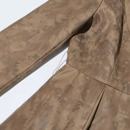 OUDINA Fashion High-End V-Neck Belt Print Long Lady Trench Coats Elegant Trench Coat Women Casual Coats