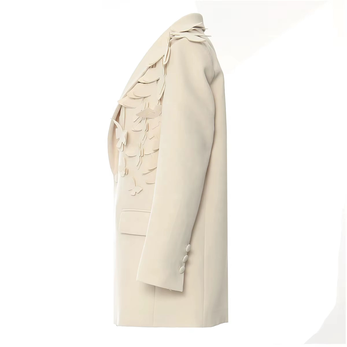 OUDINA New Fashion Heavy Butterfly Flower Staggered Loose Suit Jacket Blazer Formal Blazers Ladies Women