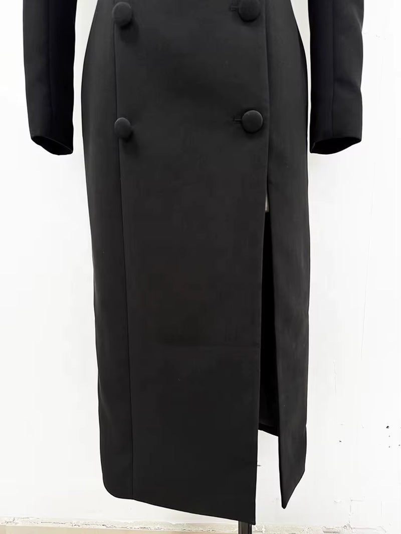 Avant-Garde Red Structured Shoulder Coat Dress