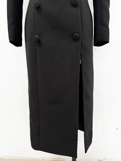 Avant-Garde Red Structured Shoulder Coat Dress