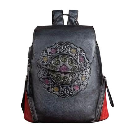 Westal Handmade Chinese Style Cowhide Leather Bag Backpack Genuine Leather Womans Backpack Leather Backpack for Woman