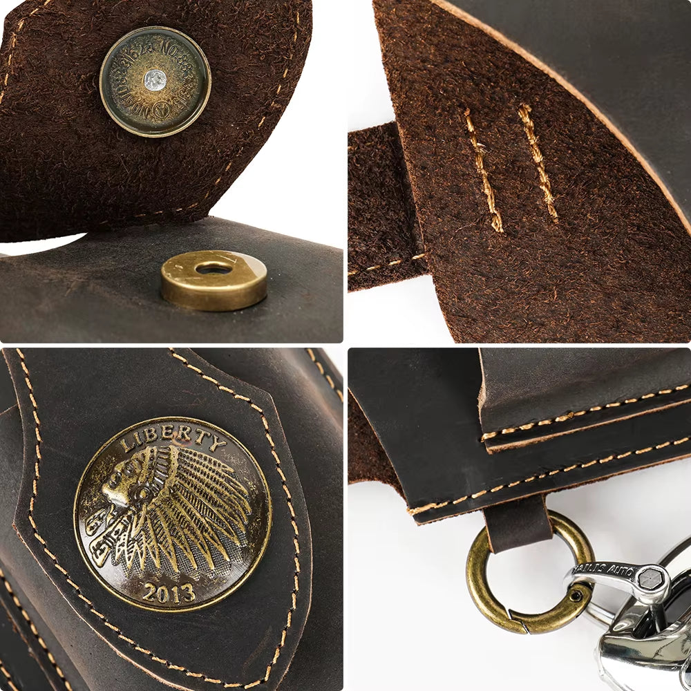 Marrant Multifunctional Leather Cell Phone Bag Men Premium Rugged Leather Cell Phone Holster with Belt Loop Men'S Waist Bag