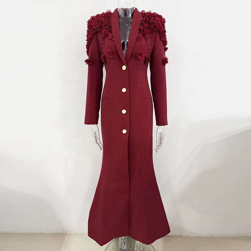 OUDINA High Quality Manufacturer Beaded Flower plus Size XXXL Long Gown Dinner Dress Evening Dress for Women