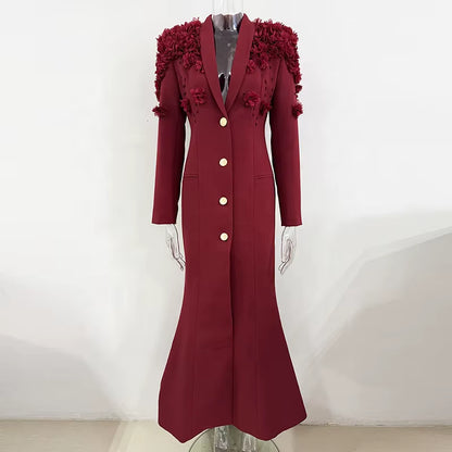 OUDINA High Quality Manufacturer Beaded Flower plus Size XXXL Long Gown Dinner Dress Evening Dress for Women