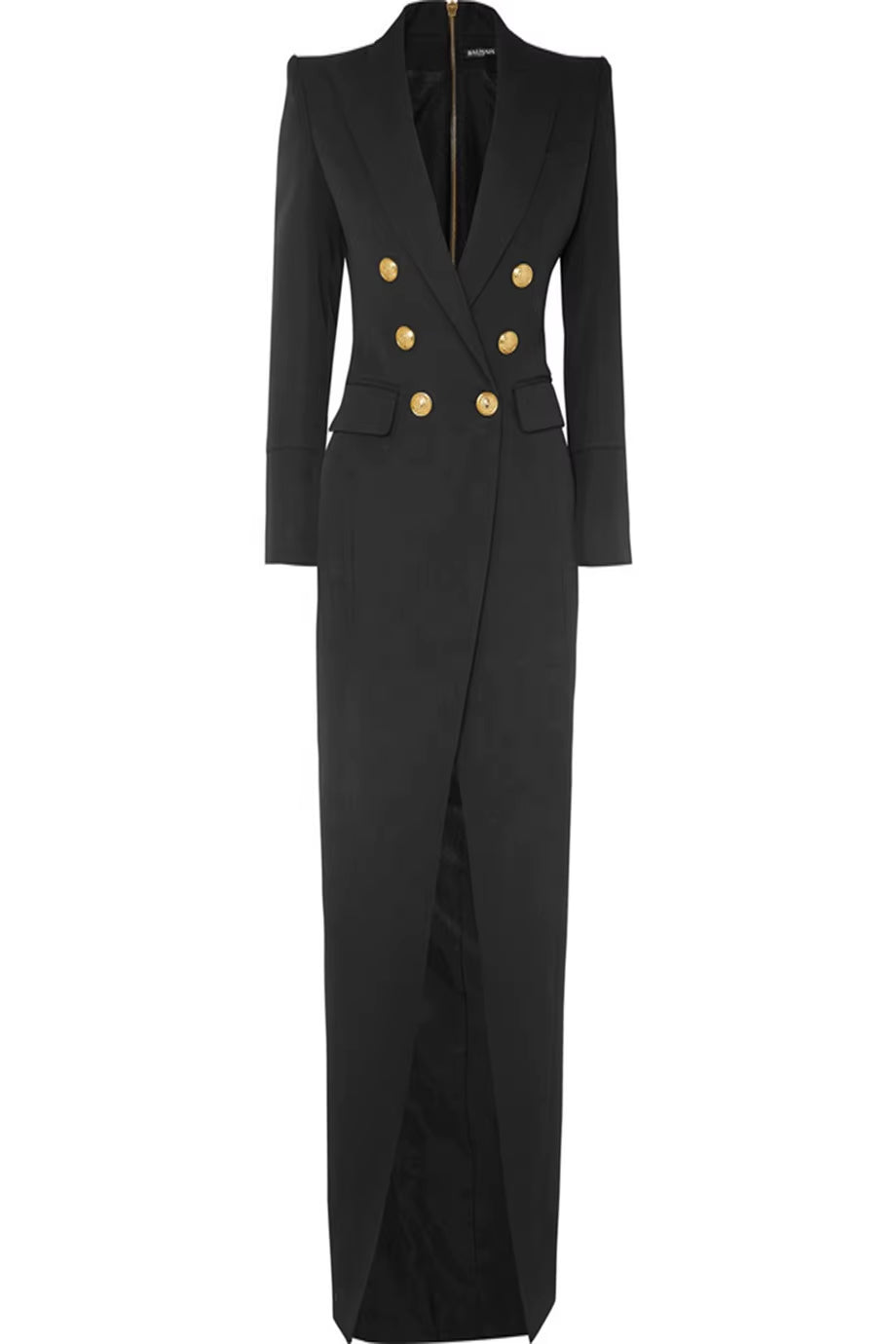  Double Breasted Black Back Zipper Blazer Dresses Lady Elegant Women Long Dress