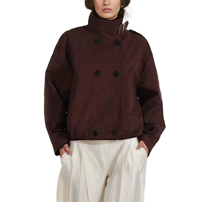 OUDINA Fashion Simple Loose Stand Short Jacket Solid Ladies Jacket Casual Women'S Jackets