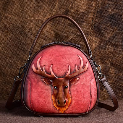 WESTAL Original Personality Retro Embossed Cowhide Leather Bag Genuine Leather Shoulder Bag Women Luxury Handbags for Women