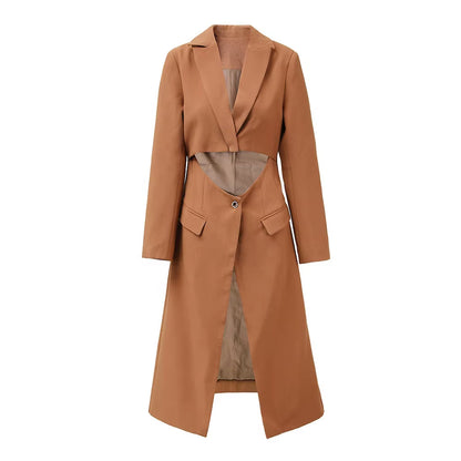 OUDINA New Elegant Simple Suit Jacket for Women Deconstruction Design Hollow Loose Fashion Top Blazers Ladies