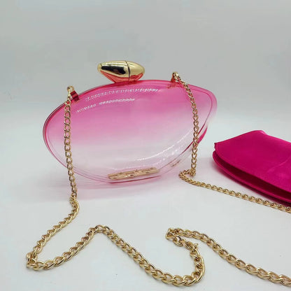 Transparent Acrylic Evening Bags Women Boutique Graduated Color Oval-Shaped Clutch Purses Women Shoulder Totes Handbags