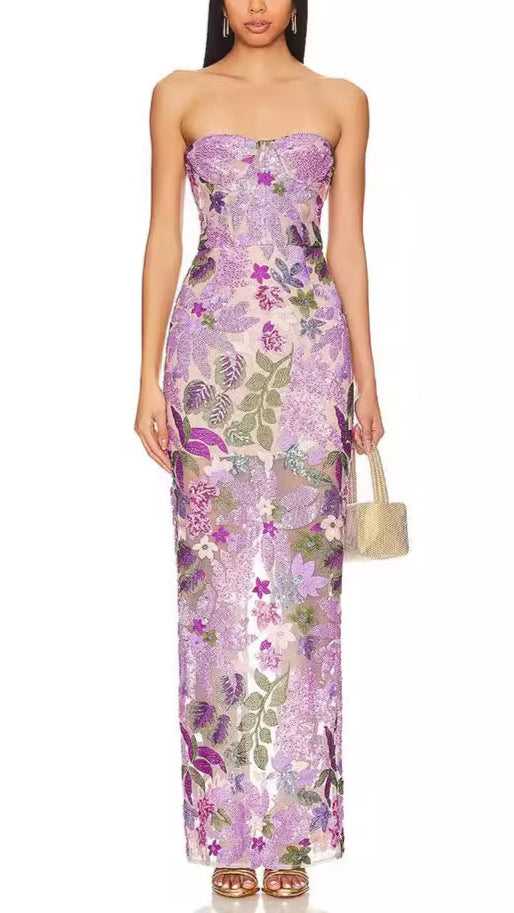 OUDINA Hot Fashion off Shoulder Mesh Flower Embroidery Long Banquet Party Dresses Gown Women Elegant Evening Dress