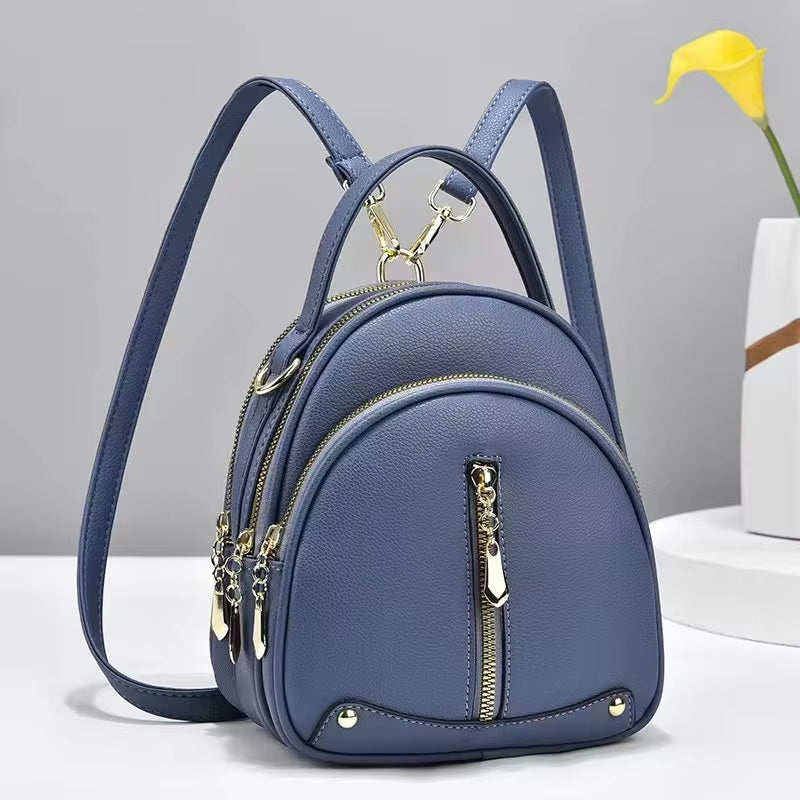 Backpack Female New Backpacks for Women Black Travel Backpack Soft Leather School Bags for Teenage Girls