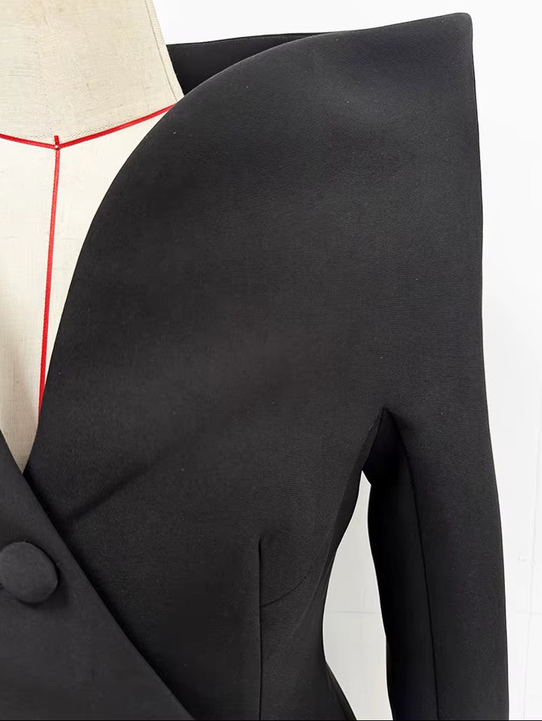 Avant-Garde Red Structured Shoulder Coat Dress