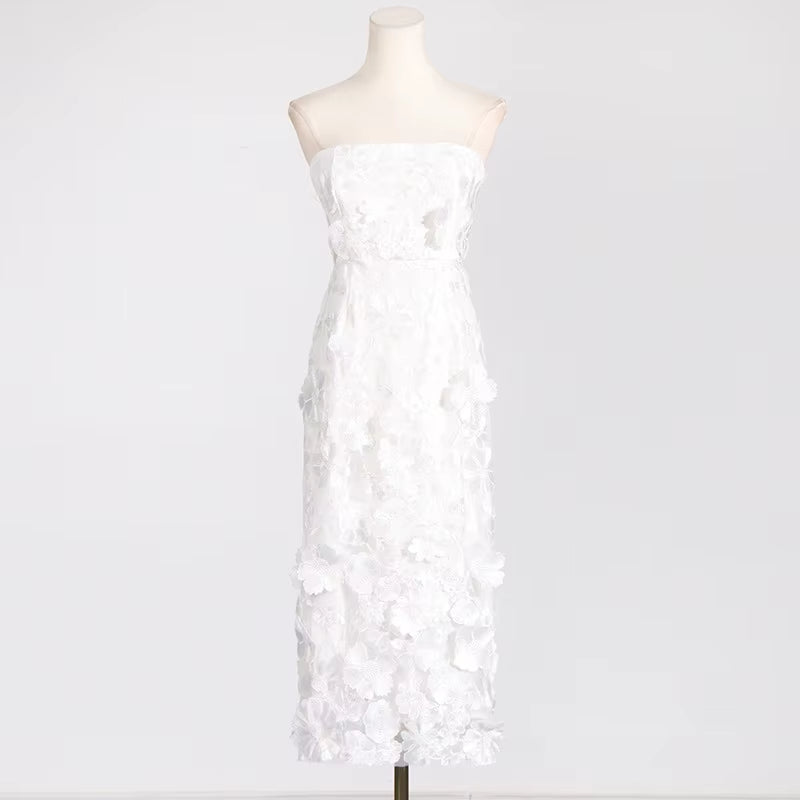 OUDINA New Design Three-Dimensional Flower Embroidery Elegant Dresses Long Party Evening Casual Dress for Ladies