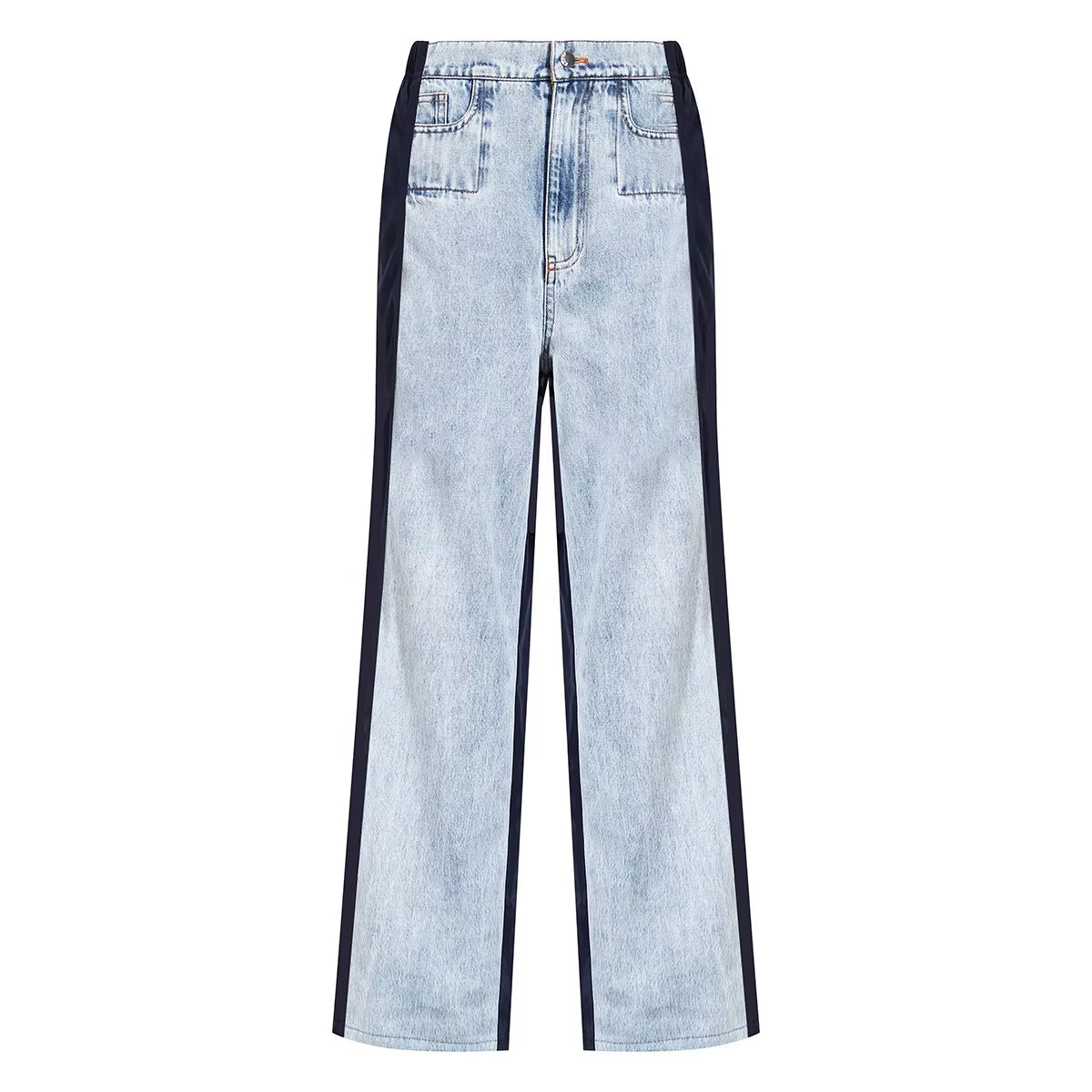 OUDINA New Wholesale Casual Oversized Wide Leg Pants High Waist Jean Woman Custom Denim Jeans Pants