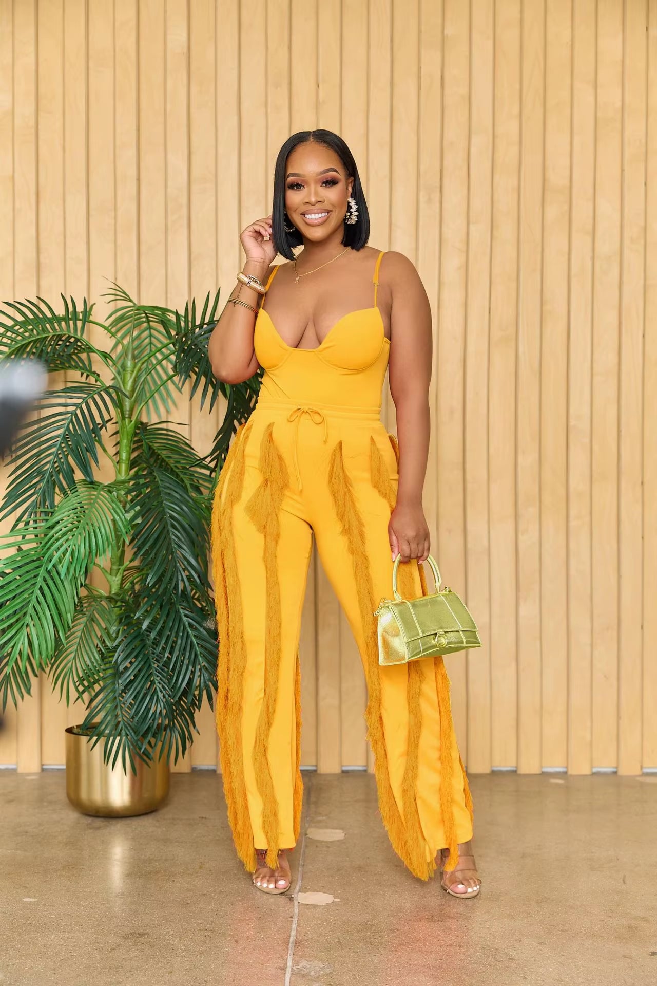  Tassel Bodysuits Two Piece Pants Sets 