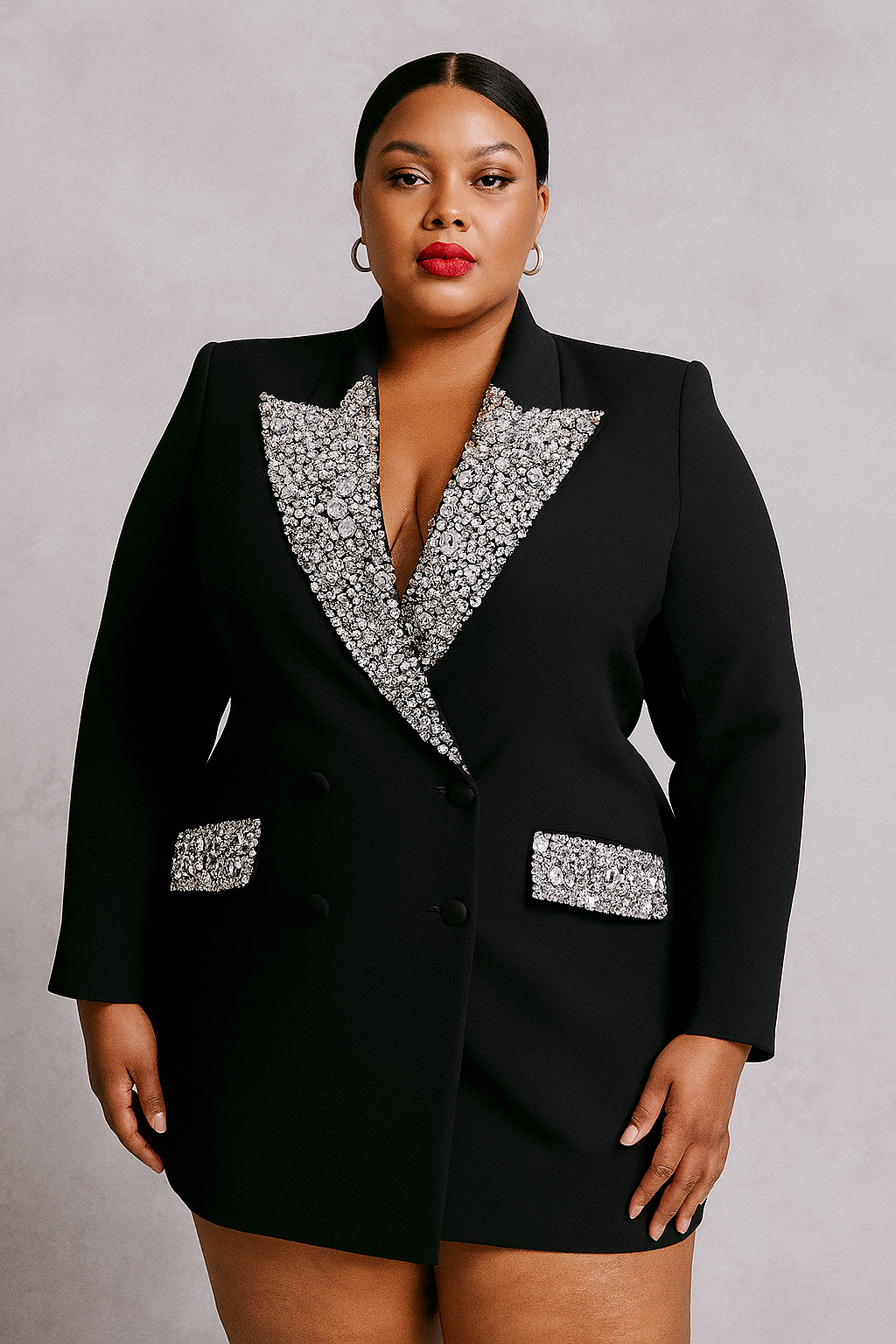 Heavy Industry Beads Blazer Coat Diamond-Embedded Slim-Fit Suit Jacket
