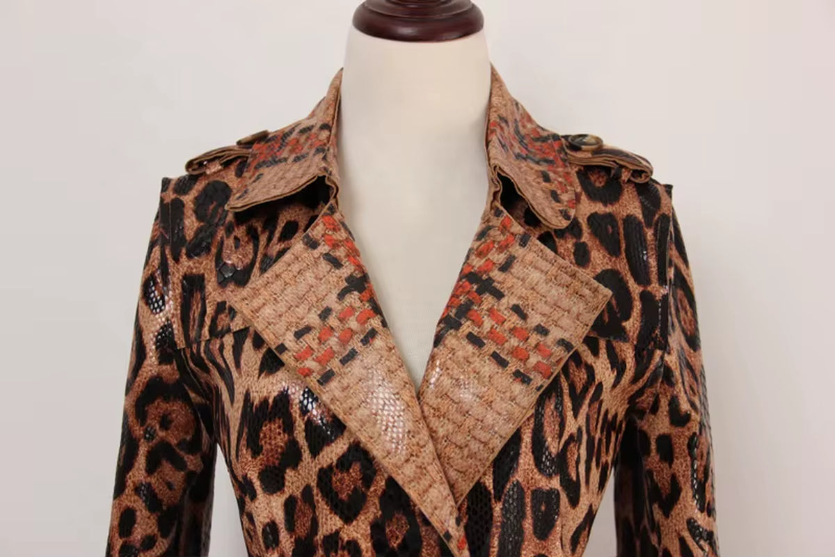 OUDINA Unique Fashion Winter Double-Breasted Pleated Windbreaker Ladies Long Trench Coats for Women