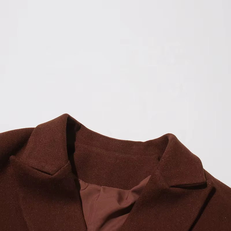 OUDINA Fashion Solid Double-Breasted Straight Long Vintage Winter Coat Elegant Trench Coats Women Casual Coats for Women