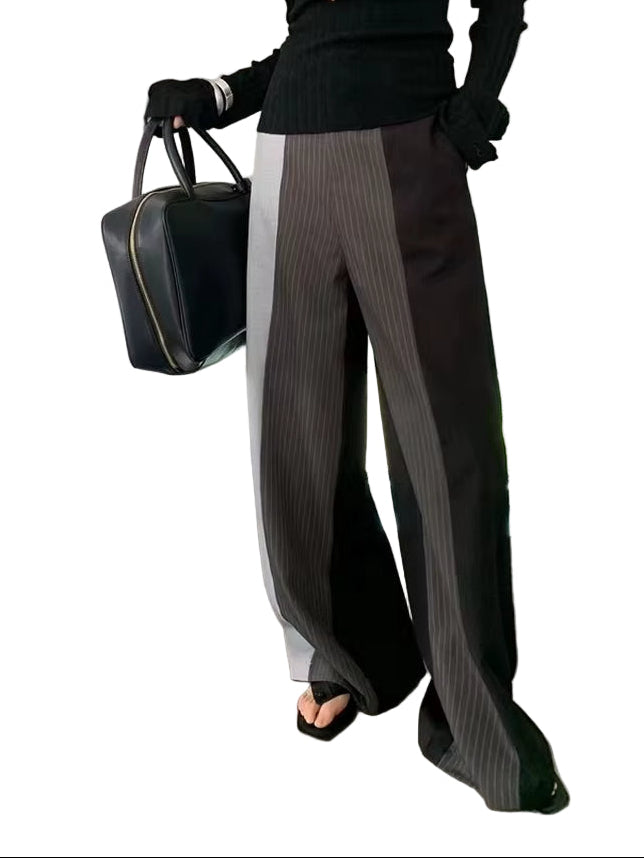 OUDINA Fashion Contrast Color Stripes Casual Women'S Wide Leg Pants Formal Pants for Women