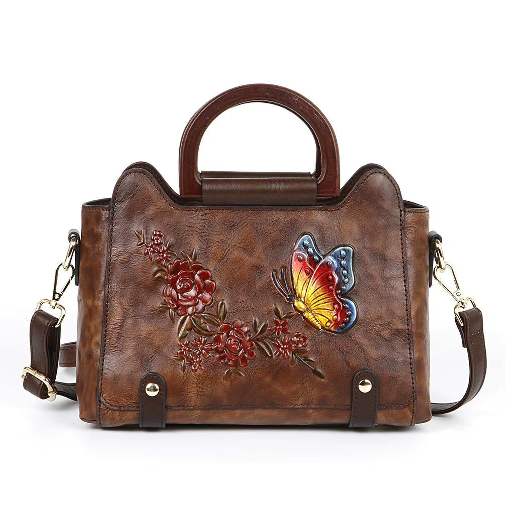 Westal Womens Leather Handbag Vintage Embossing Large Shoulder Bag Top Handle Tote Bag Hobo Women'S Shoulder Bags