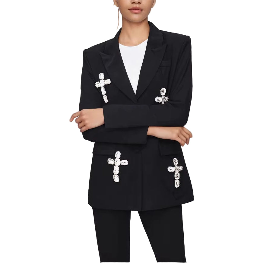 OUDINA Fashion Design Sense Waist Cut Temperament Suit Jacket Femme Ladies Blazers Women