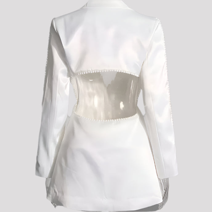 Flower Beaded Jacket High Waist Flared Pants  Blazers