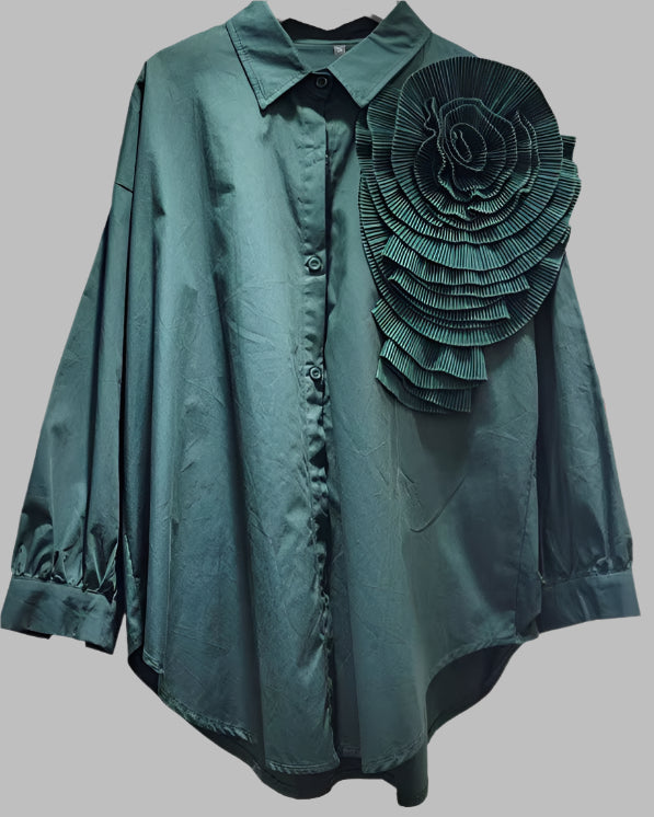 Pleated Horn Long Sleeves Korean Blouse Et Chemises Pour Femmes Ladies' Blouses
