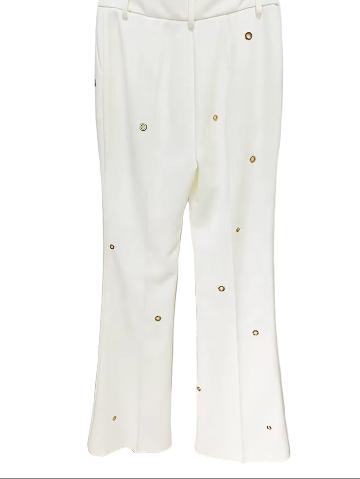 OUDINA Fashionable Elegant Simple Two Piece Suit for Women Beads Women'S Blazers Suits Casual Women Suits