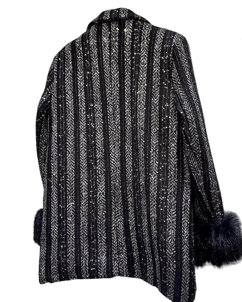 OUDINA in Stock Private Label High Fashion Customize Asymmetric Fur Blazers Suits Jacket Women Blazer