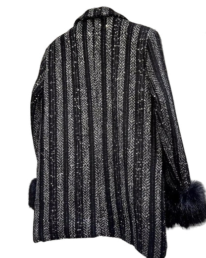 OUDINA in Stock Private Label High Fashion Customize Asymmetric Fur Blazers Suits Jacket Women Blazer