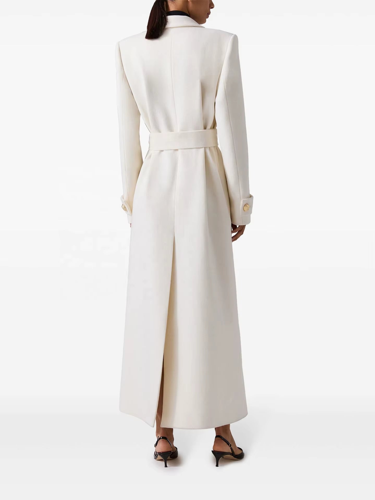 OUDINA Autumn Winter New Elegant Double-Breasted Lace-Up Casual Ladies Jackets Long Coat for Women