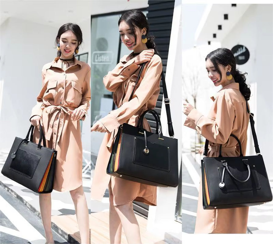 Women Leather Handbags Large Capacity Ladies Business Briefcase Shoulder Bags 13 Inch Laptop Bag Tote Bags for Women Leather