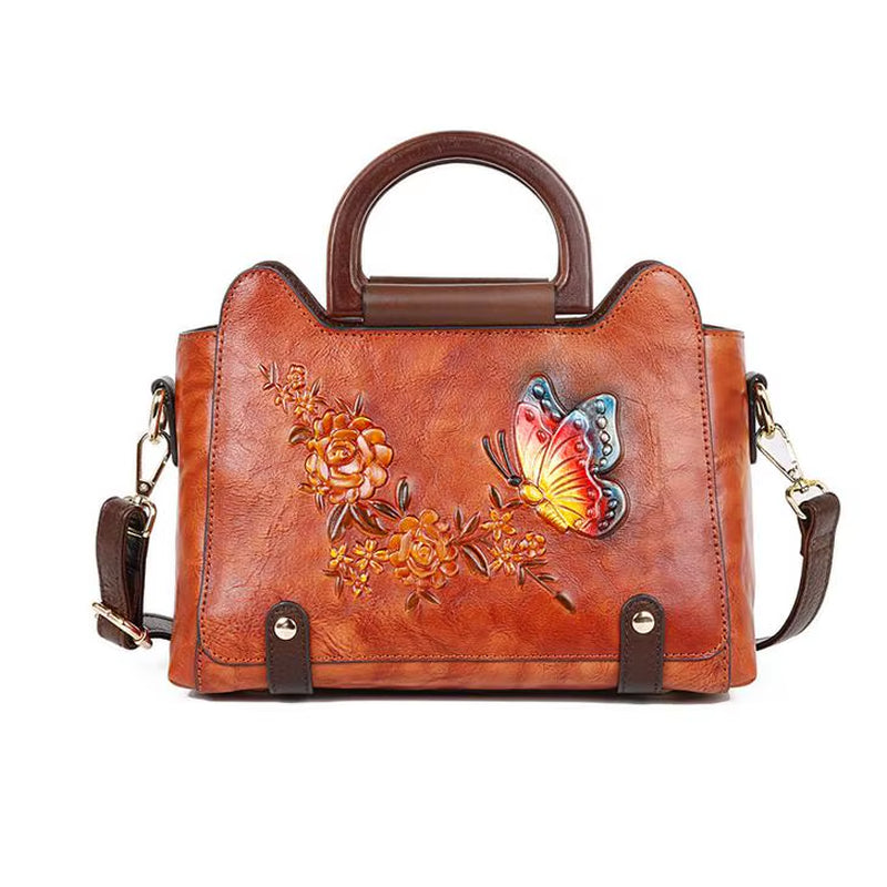 Westal Womens Leather Handbag Vintage Embossing Large Shoulder Bag Top Handle Tote Bag Hobo Women'S Shoulder Bags