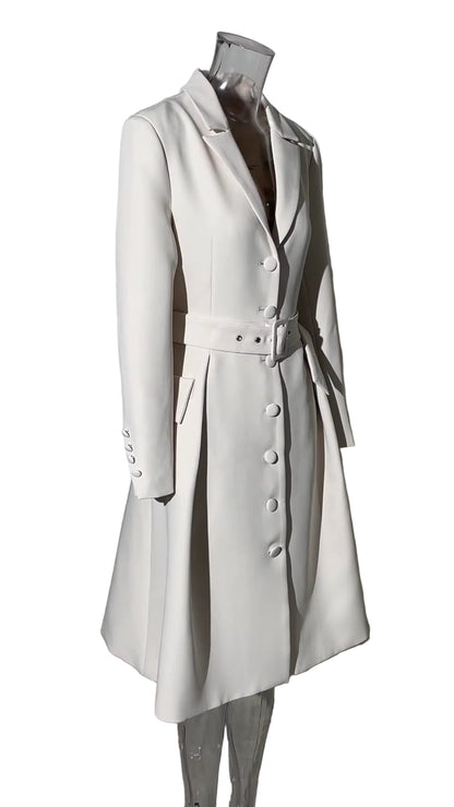 OUDINA French Style Winter Simple with Belt Three-Dimensional Tailoring Vintage Long Trench Coats Jackets for Women