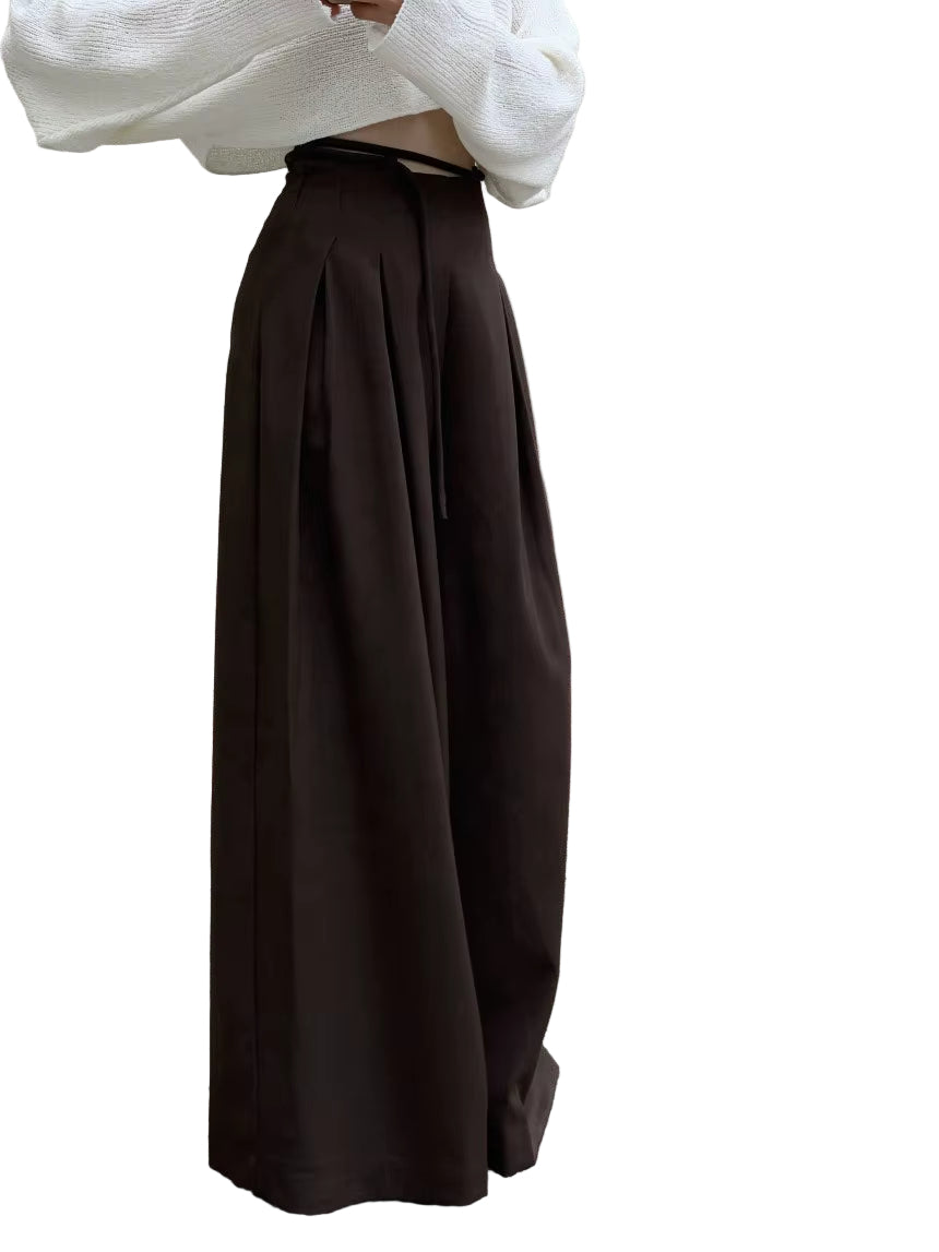 OUDINA New Women'S Palazzo High Waist Drape Casual Drawstring Floor-Mopping Wide Leg Pant Trousers Pants for Women