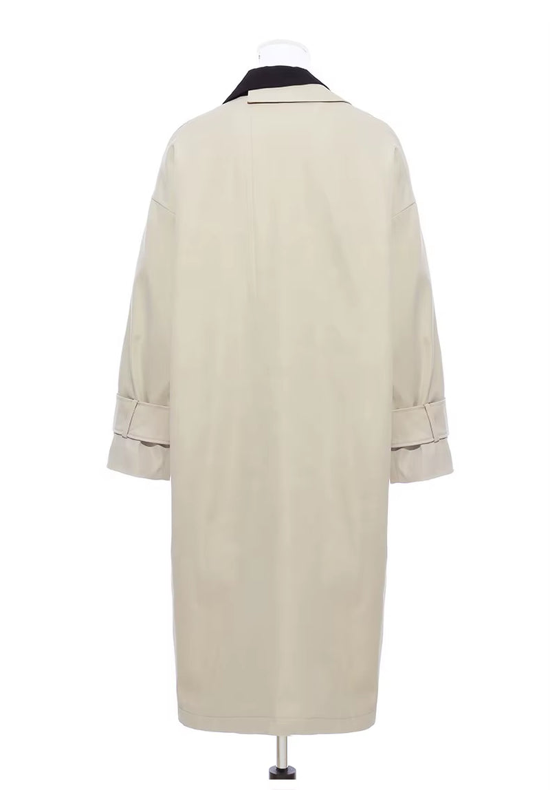 OUDINA New Asymmetrical Contrast Stitching Blazer Windbreaker Coat Ladies Winter Long Trench Coat