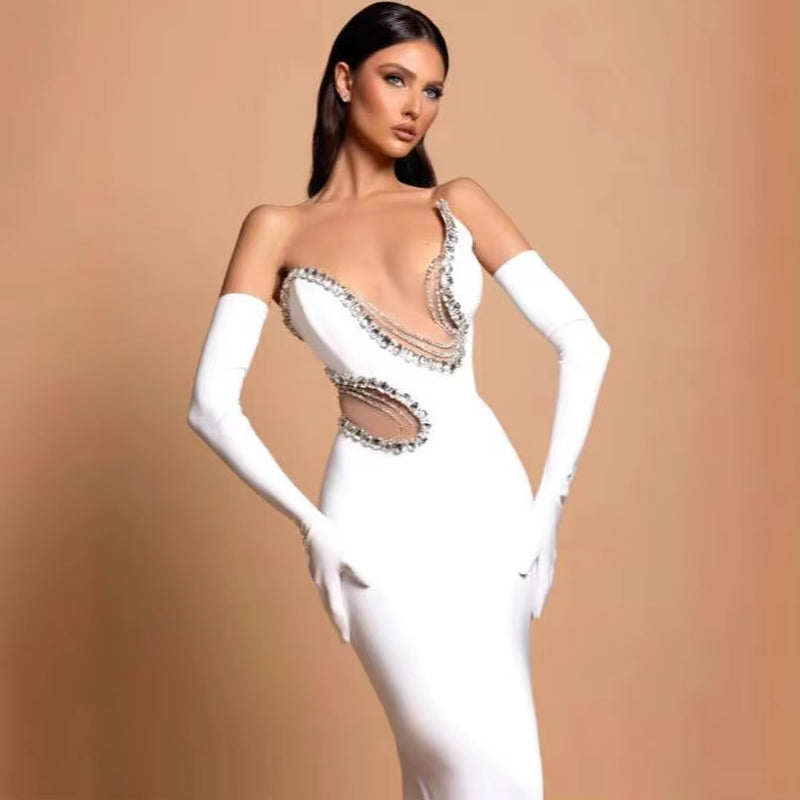 pre order  Diamond Evening Dress Banquet Luxury Bandage Dress Female Temperament Sexy Party Dress
