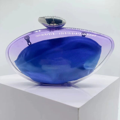 Transparent Acrylic Evening Bags Women Boutique Graduated Color Oval-Shaped Clutch Purses Women Shoulder Totes Handbags