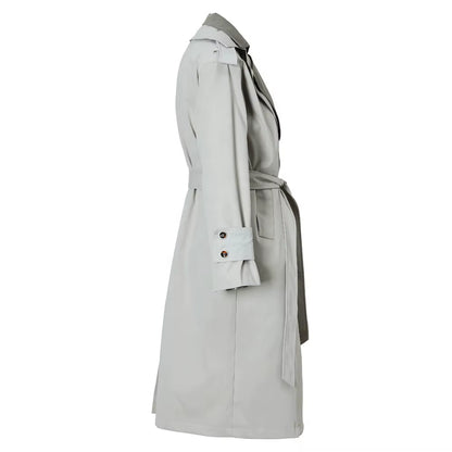 OUDINA Customize LOGO British Style Loose Temperament Windbreaker Long Jacket for Women Trench Coat