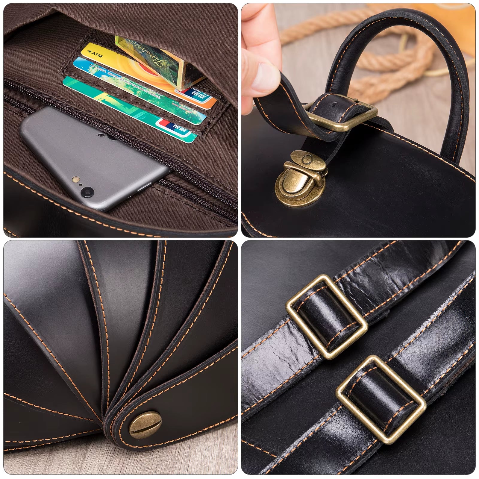 MARRANT Design Genuine Leather Women Men Backpack Large Capacity Waterproof Backpack Travel Outdoor Backpack