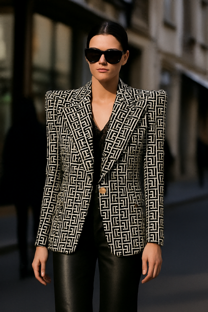 Chic GeoPrint Two-Piece Suit Set for Women