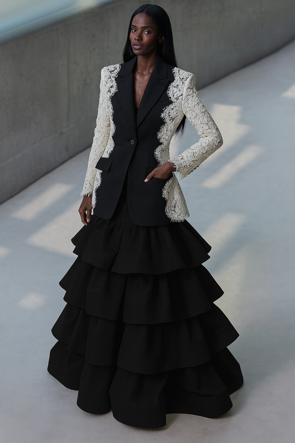 Lace Panel Blazer
