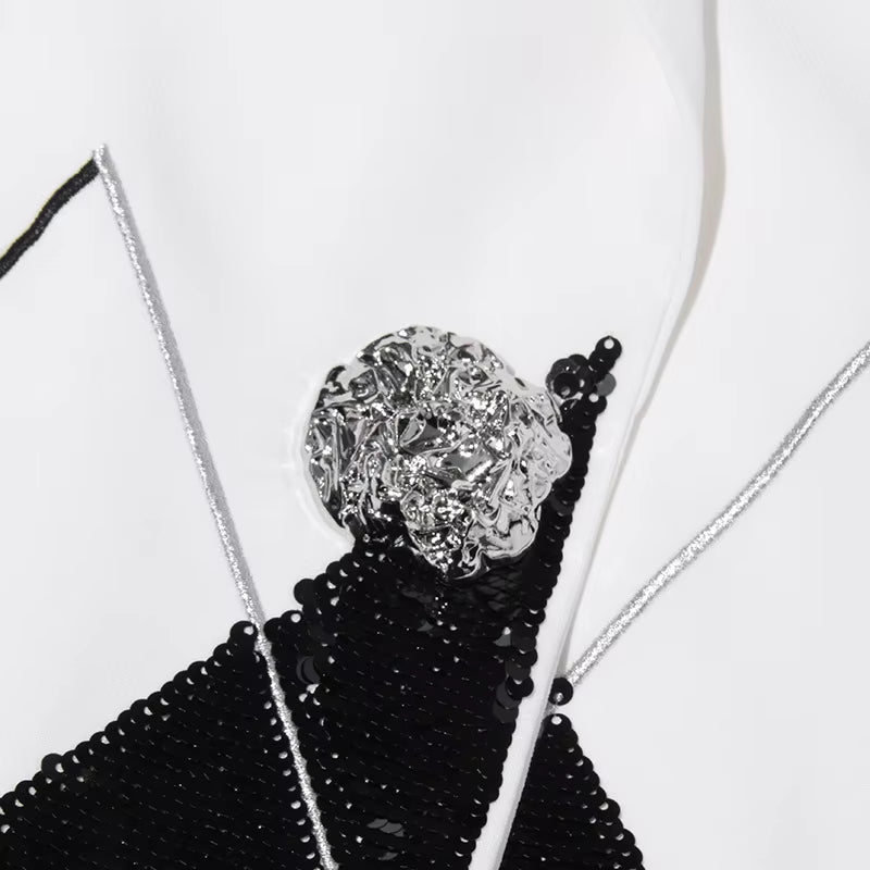 OUDINA New High-End Casual Fashion Collage Sequin Design One Button Blazer Femmes Blazers for Women