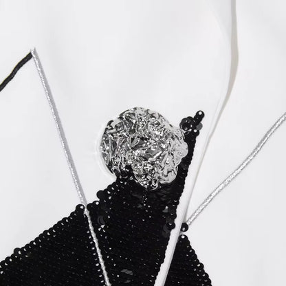 OUDINA New High-End Casual Fashion Collage Sequin Design One Button Blazer Femmes Blazers for Women