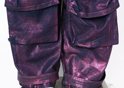 OUDINA Casual Cargo Jeans for Women Wide Leg Purple Jeans Trendy Loose Women'S Jeans